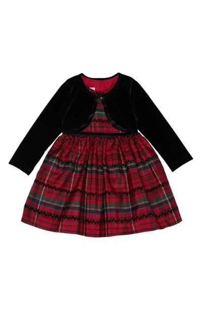 Pippa & Julie Babies'  Taffeta Plaid Dress & Jacket Set In Red/ Black
