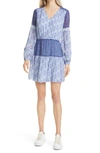 NICOLE MILLER DITSY FLORAL LONG SLEEVE SILK MINIDRESS