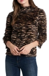 Vince Camuto Zebra Print Eyelash Knit Sweater In Falcon