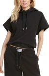 Juicy Couture Women's Short Sleeve Cropped Hoodie In Black