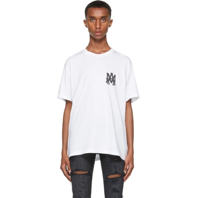 Amiri Men White Crewneck T-shirt With Logo Print On The Front And Logo Lettering On The Rear In Cott In Multi