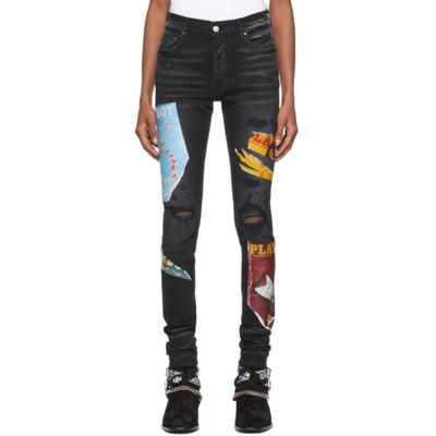 Amiri X Playboy Magazine Print Super-skinny Jeans In Black