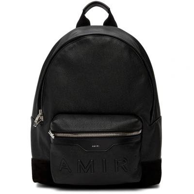 Amiri Logo-embossed Grained-leather Backpack In Black