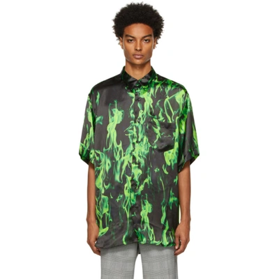 Vetements Smoke Fluid Short Sleeve Shirt Green And Black