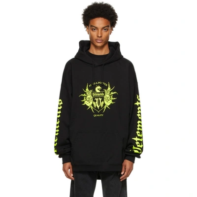 Vetements Logo-print Cotton-jersey Hoodie In Black