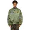 VETEMENTS GREEN ALPHA INDUSTRIES EDITION RACING LOGO BOMBER JACKET