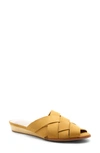 Bird Of Flight Philo Woven Slide Sandal In Saffron Nubuck Leather