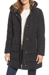 Cole Haan Signature Cole Haan Quilted Down & Feather Fill Jacket With Faux Fur Trim In Black