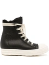 Rick Owens Leather Sneakers In Schwarz