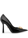 Versace Medusa-plaque Leather Pumps In Schwarz