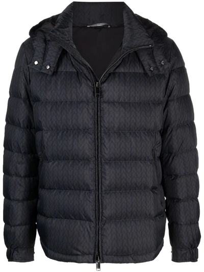 Valentino Classic Zip Padded Jacket In Blue