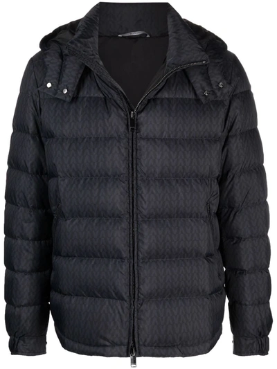 Valentino Iconographe Padded Jacket Hood In Blue