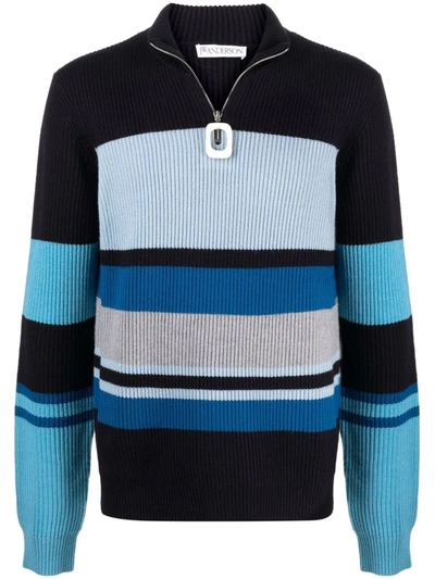 Jw Anderson Colorblock Stripe Merino Wool Sweater In Multicolor