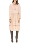 SEE BY CHLOÉ SILK MIDI DRESS,CHS21ARO14011 6K1