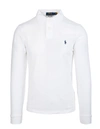 RALPH LAUREN MAN WHITE LONG SLEEVE POLO WITH BLUE PONY,710-681126 001