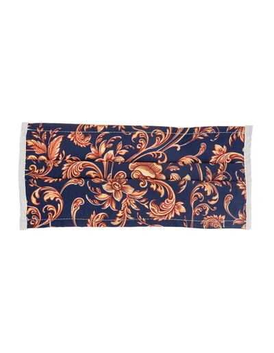 Fedeli Navy Blue And Orange Floral Face Mask In Blu/oro