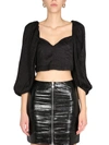 Rotate Birger Christensen Irina Puff-sleeve Blouse In Nero