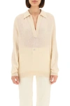 Khaite Jo Stretch Cashmere Polo Sweater In Custard (beige)