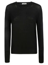 Jil Sander Long-sleeved Fine-knit Top In Black
