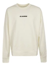 Jil Sander Logo Print Crewneck Sweatshirt In White