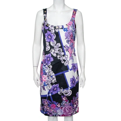 Pre-owned Versace Multicolor Printed Cotton Scoop Neck Sleeveless Shift Dress L