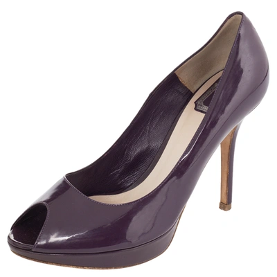 Pre-owned Dior Purple Patent Leather Peep Toe Pumps Size 39