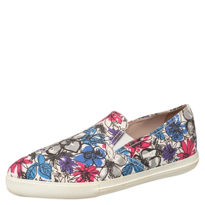 Pre-owned Miu Miu Multicolor Printed Canvas Slip On Sneakers Size 38