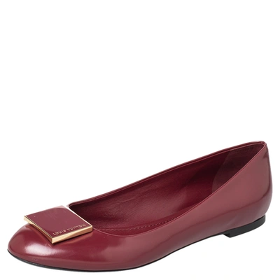 Pre-owned Louis Vuitton Burgundy Leather Embellished Ballet Flats Size 39