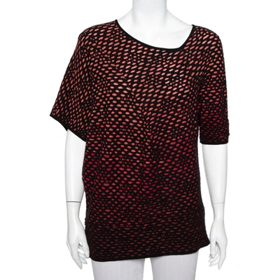 Pre-owned M Missoni Red & Back Jacquard Knit Top L
