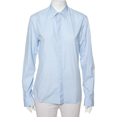Pre-owned Givenchy Light Blue Cotton Long Sleeve Button Front Classic Slim Fit Shirt S