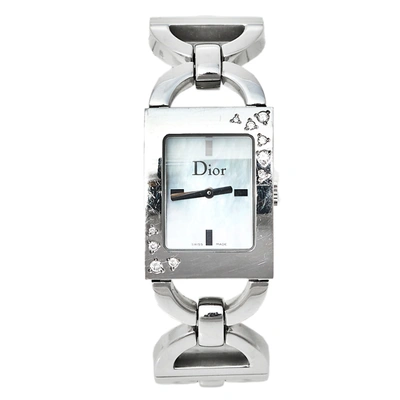 Pre-owned Dior Mother Of Pearl Stainless Steel Diamond Malice D78-1091 Women's Wristwatch 19 Mm In Silver