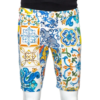 Pre-owned Dolce & Gabbana Multicolor Siciliano Printed Cotton Fitted Shorts M