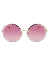 Chloé Rosie Round Frame Metal Sunglasses In Gold