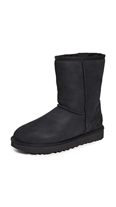 Ugg Classic Short Leather Water Resistant Boot In Black