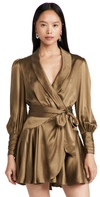 Zimmermann Ruffled Silk-satin Wrap Mini Dress