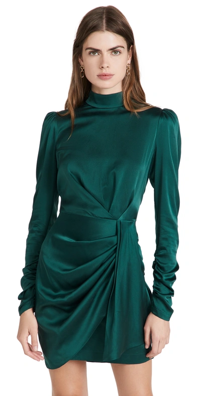 Zimmermann Silk Drape Dress In Forest Green