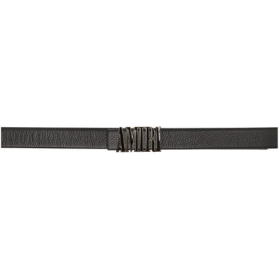 Amiri Enamel-logo Leather Buckle Belt In Black