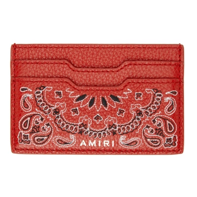 Amiri Leather Bandana Card Holder Red