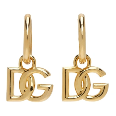 Dolce & Gabbana Logo-plaque Hoop Earrings In Gold