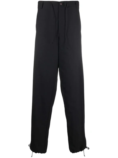 Maison Margiela Straight-leg Drawstring Cuff Trousers In Schwarz