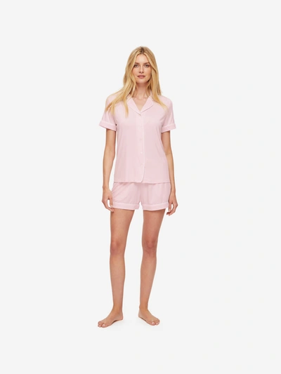 Derek Rose Lara Short-sleeve Stretch-jersey Pyjamas In Ballet Pink