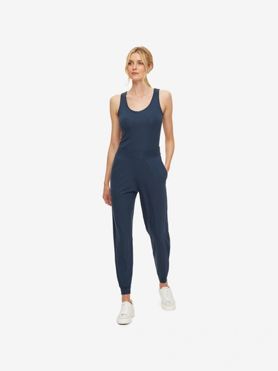 Derek Rose Women's Track Trousers Basel Micro Modal Stretch Navy