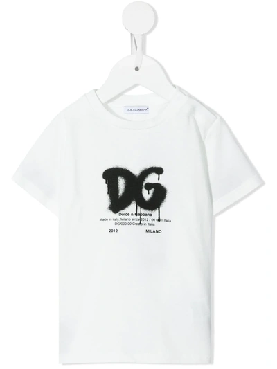 Dolce & Gabbana Babies' Graffiti-print Cotton T-shirt In White