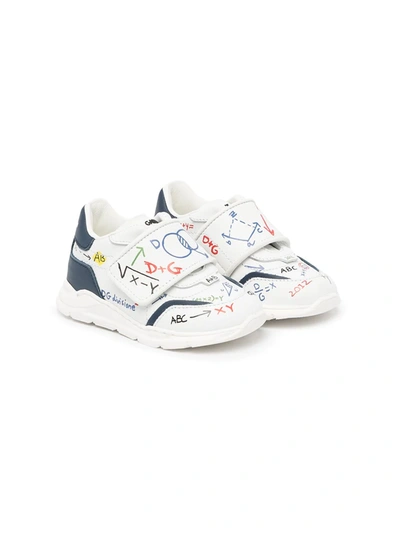 Dolce & Gabbana Kids' Sketch-print Touch-strap Trainers In White