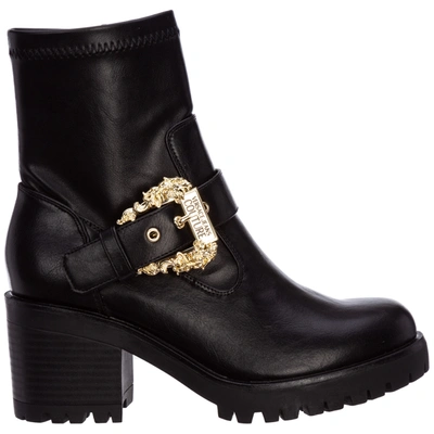 Versace Jeans Couture Ankle Boot In Black Faux Leather