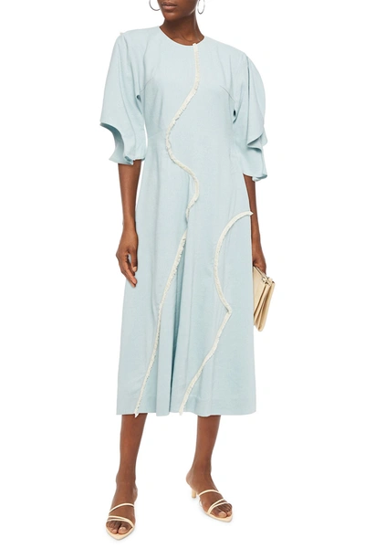 Rejina Pyo Celine Fringed Gauze Midi Dress In Blue