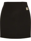 Dolce & Gabbana Logo-appliqué Double Crepe Miniskirt In Nero