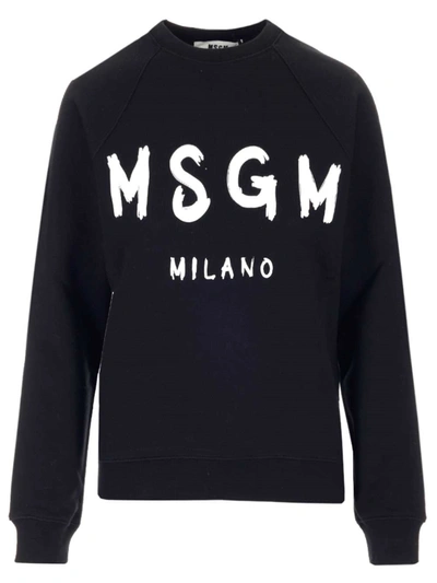 Msgm Logo Sweatshirt In Black And White