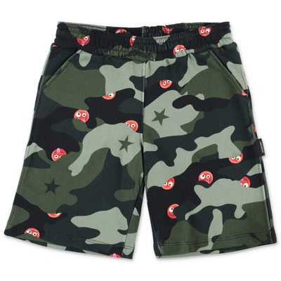 Neil Barrett Kids' Camouflage-print Elasticated-waist Shorts In Green