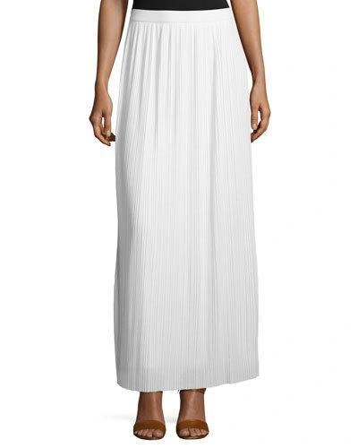 Joan Vass Plus Size Long Pleated Skirt, White